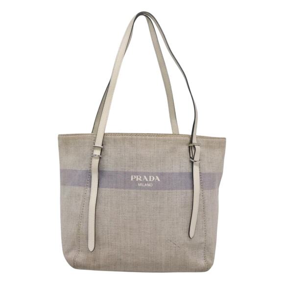 PRADA Tote Bag Canvas Gray Silver - Picture 2 of 13